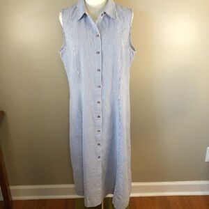 ***FLASH SALE***Anne Klein Sleeveless Blue & White Striped Maxi Dress Size 14